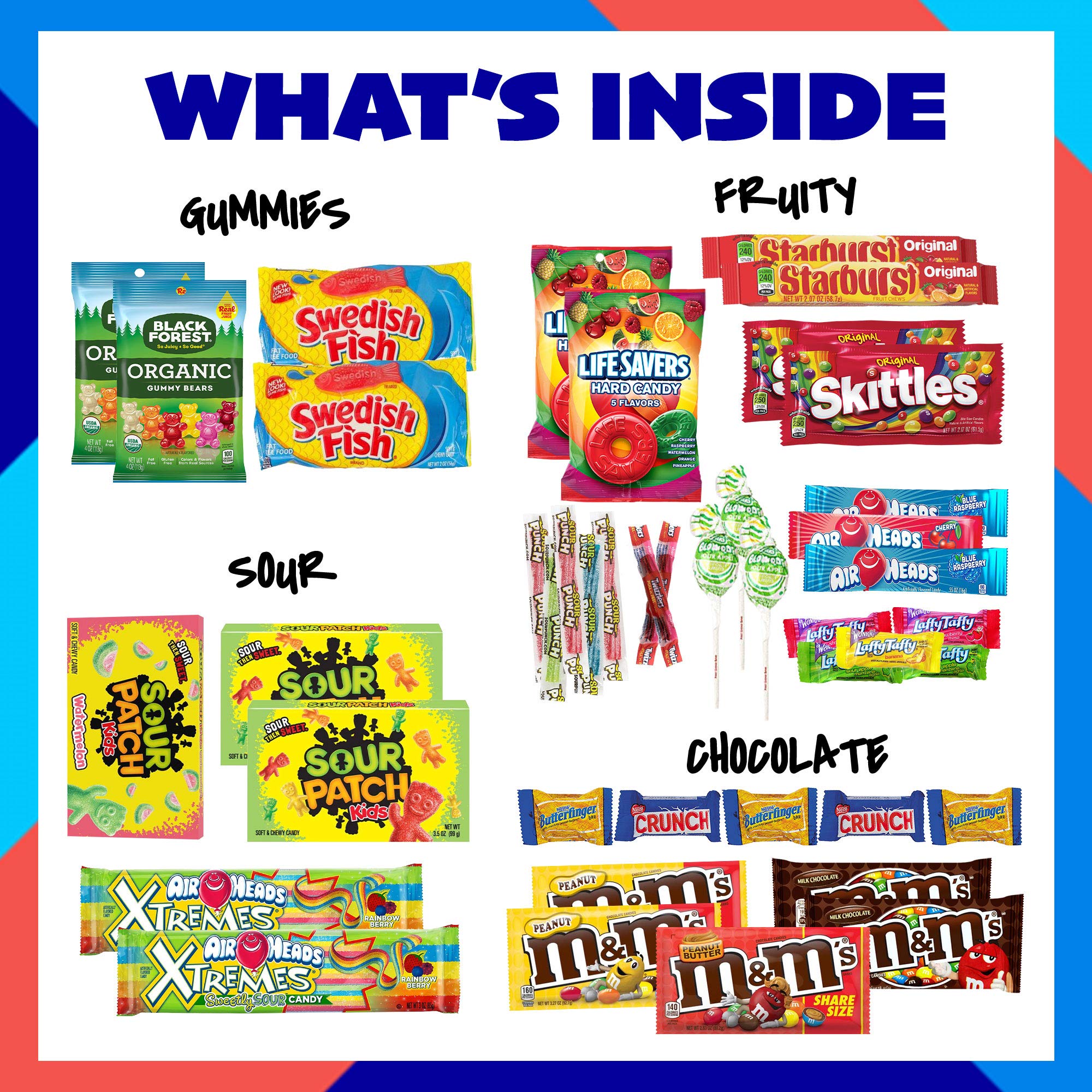 Student Encouragement - Candy Snack Box (40 Full Size Variety Gift Basket Care Package) Gummy Bears, Chocolate, Hard Candy, Suckers, Gummies & More