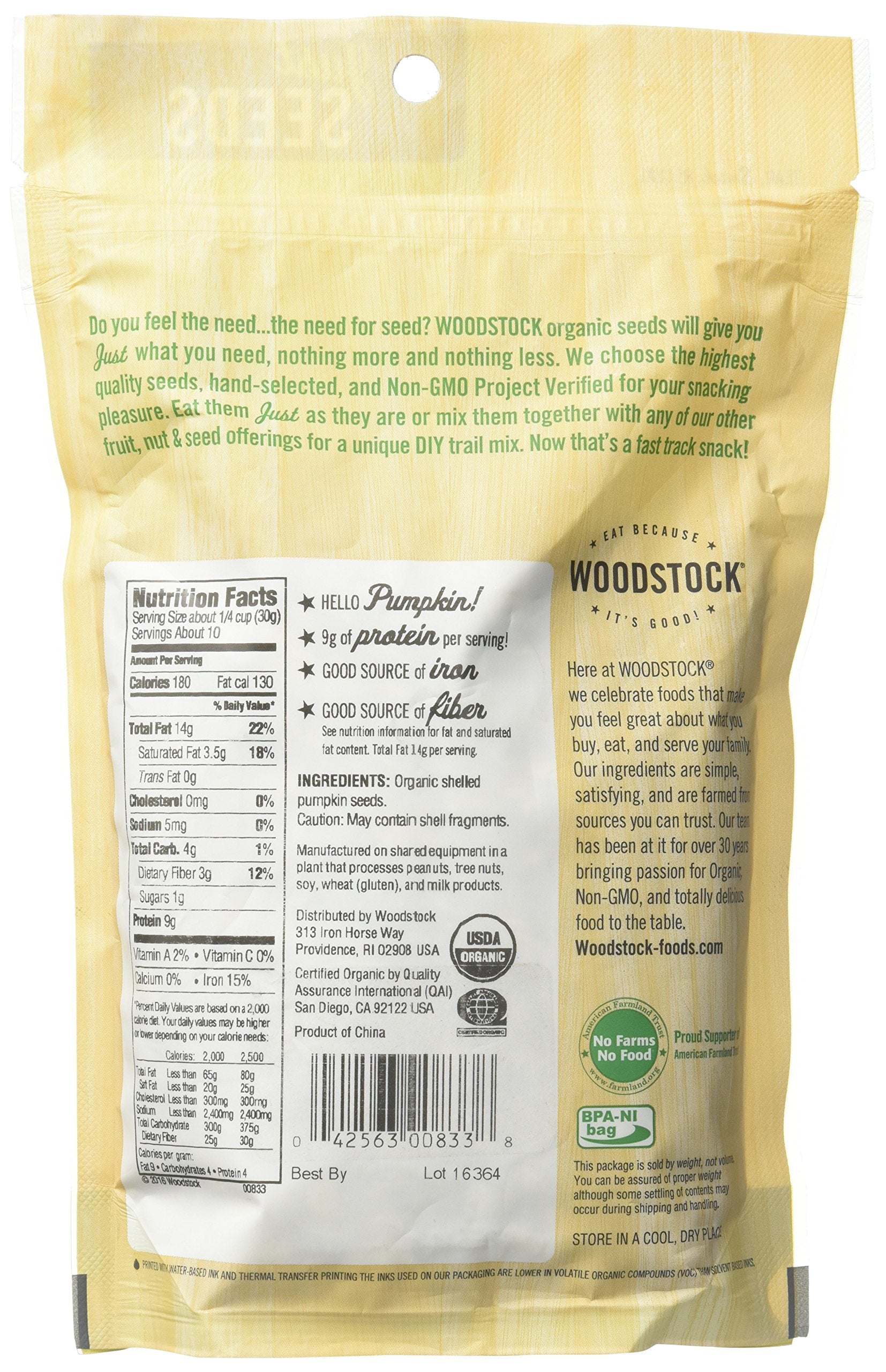 Woodstock Farms, Organic Pumpkin Seeds, 11 oz