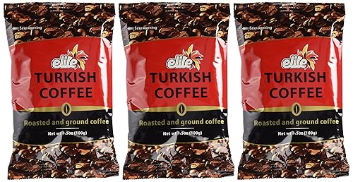 Elite Turkish Coffee Roasted and Ground 3.5 Ounce (3 Pack)
