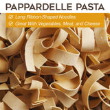 Morelli Organic Pappardelle Pasta Noodles Imported from Italy, Made with Italian Durum Wheat Semolina - 17.6 oz (500 g) - Pack of 2