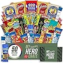 Military Men's Hearty Snack Box (50 Piece Variety Gift Basket Care Package) Jerky, Nuts, Chips, Pretzels, Variety Pack - My College Crate