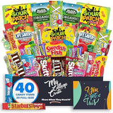 Student Encouragement - Candy Snack Box (40 Full Size Variety Gift Basket Care Package) Gummy Bears, Chocolate, Hard Candy, Suckers, Gummies & More