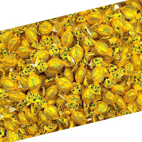 Italian Lemon Candy from Italy | 1 Pound Bag | Approx. 75 Count | Gocce Limoni Di Sicilia | Individually Wrapped Filled Lemon Drops Hard Candy |