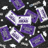Purple Class of 2026 Graduation Mini Candy Bar Wrappers, 42 Count