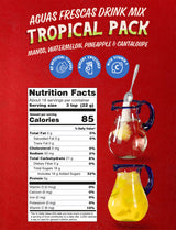 Klass Aguas Frescas Drink Mix Tropical Variety Pack - Watermelon, Cantaloupe, Mango & Pineapple - Powder Drink Mix, Water Drink Mix with Natural