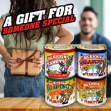 ASS KICKIN' Crunchy Spicy Hot Peanuts: Pepper Peanuts, Jalapeno Peanuts, Habanero Honey Peanuts, and Jalapeno Peanuts, Gift Set.