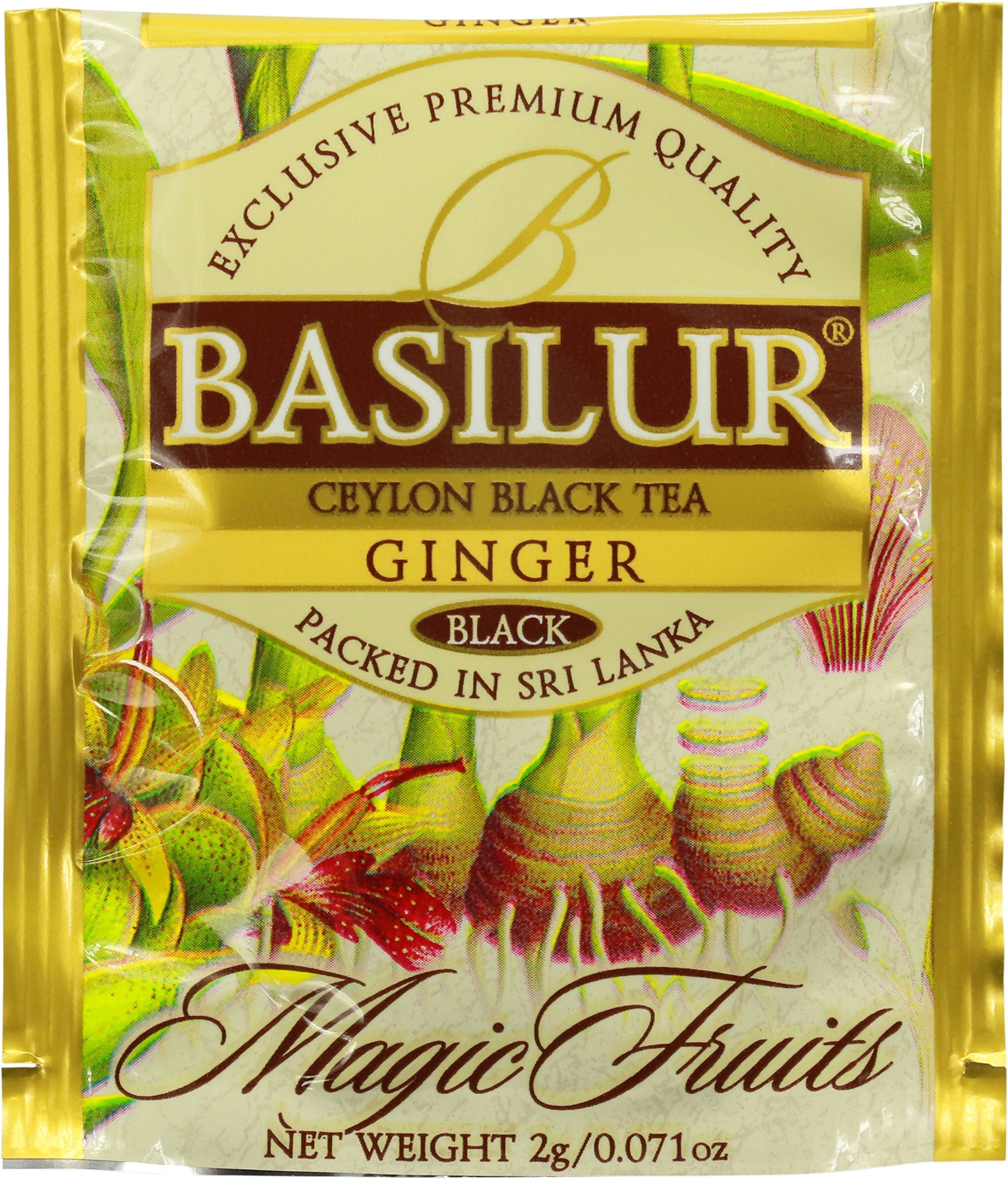Basilur | Ginger Tea | Ceylon Black Tea | Magic Fruits Collection | 20 Count Foil Enveloped - Pack of 2