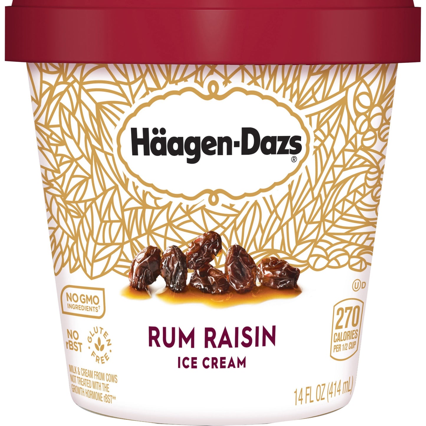 Haagen-Dazs, Rum Raisin Ice Cream, 14 fl oz (Frozen)