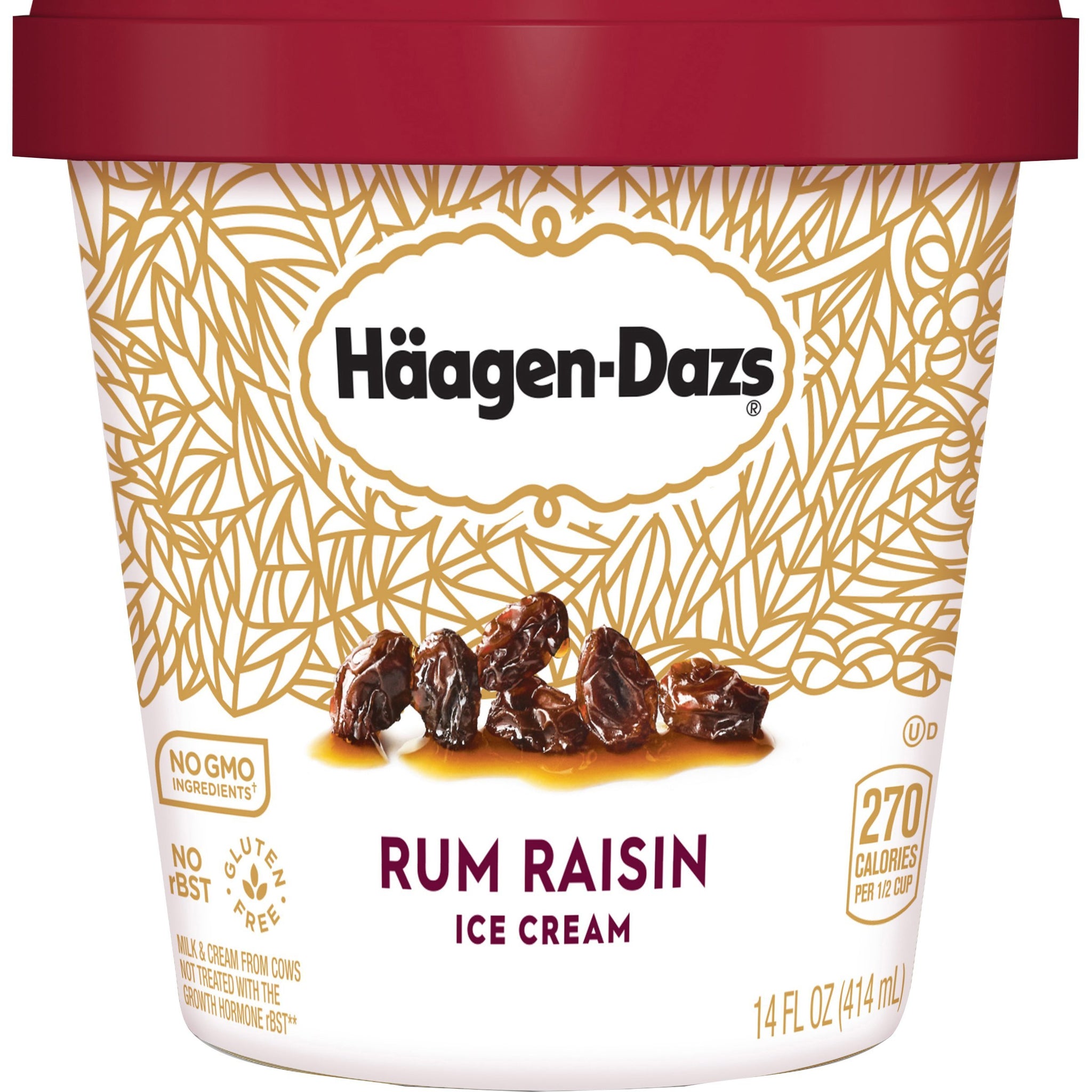 Haagen-Dazs, Rum Raisin Ice Cream, 14 fl oz (Frozen)