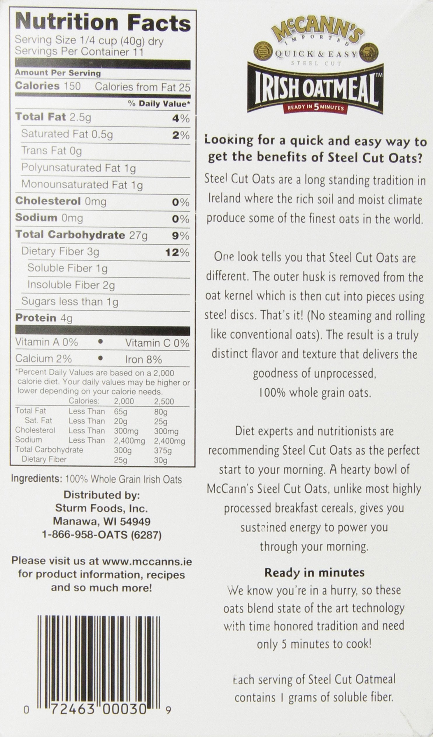 Mccann's Quick and Easy Steel Cut Irish Oatmeal, 16 Ounce