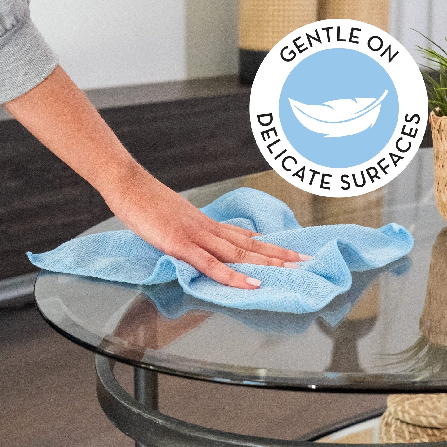S&T INC. Microfiber Cleaning Cloth, Bulk Microfiber Towel for Home, Reusable and Lint Free Cloth Towels for Car, Light Blue, 11.5 Inch x 11.5 Inch, 25