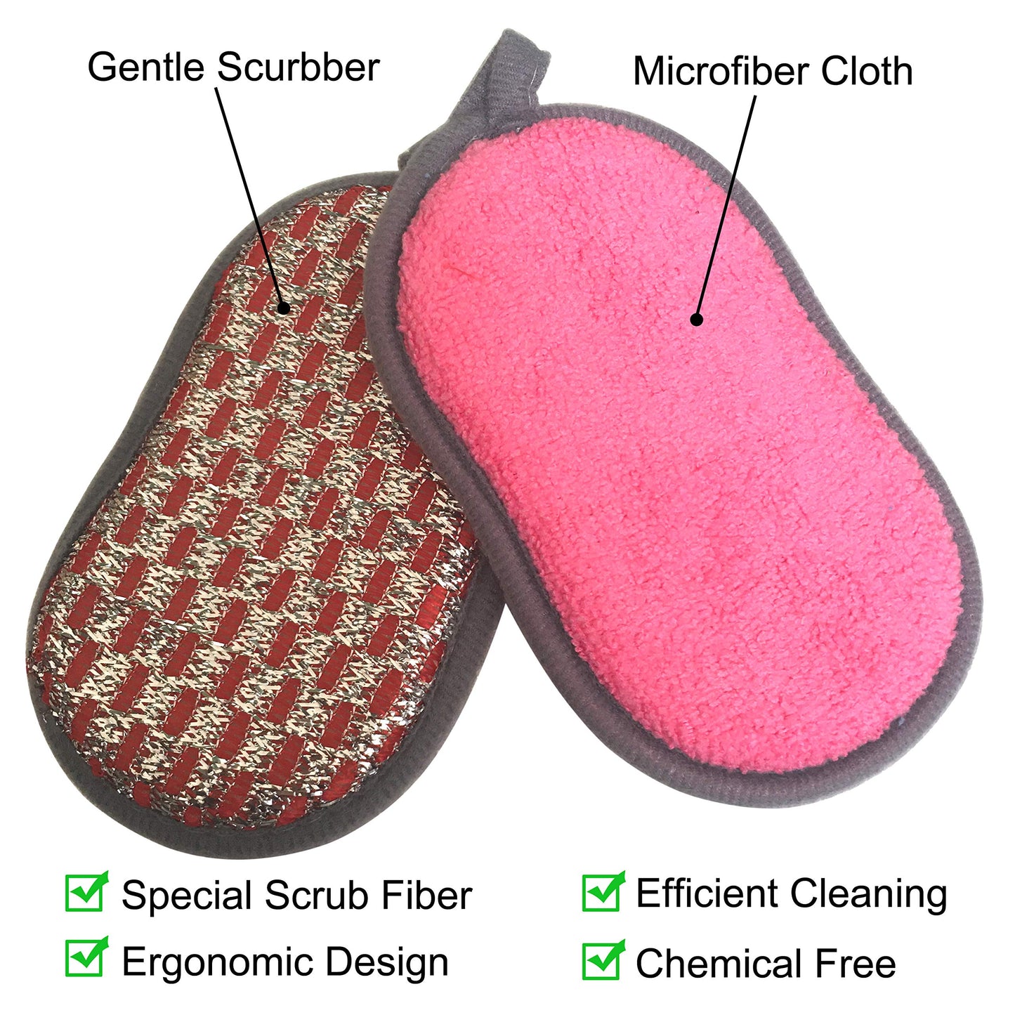 Scrub-it Multi-Purpose Non-Scratch Double-Side Double-Effect Microfiber Scrub Sponges for Kitchen with Heavy Duty Scouring Power - Effortless Cleaning