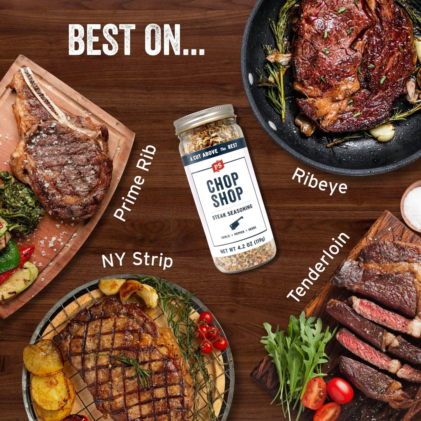 PS Seasoning Chop Shop - Garlic and Herb Seasoning - Steak Spice Rub for Grilling - All-Purpose Seasonings and Spices for Cooking Prime Cuts, Burgers
