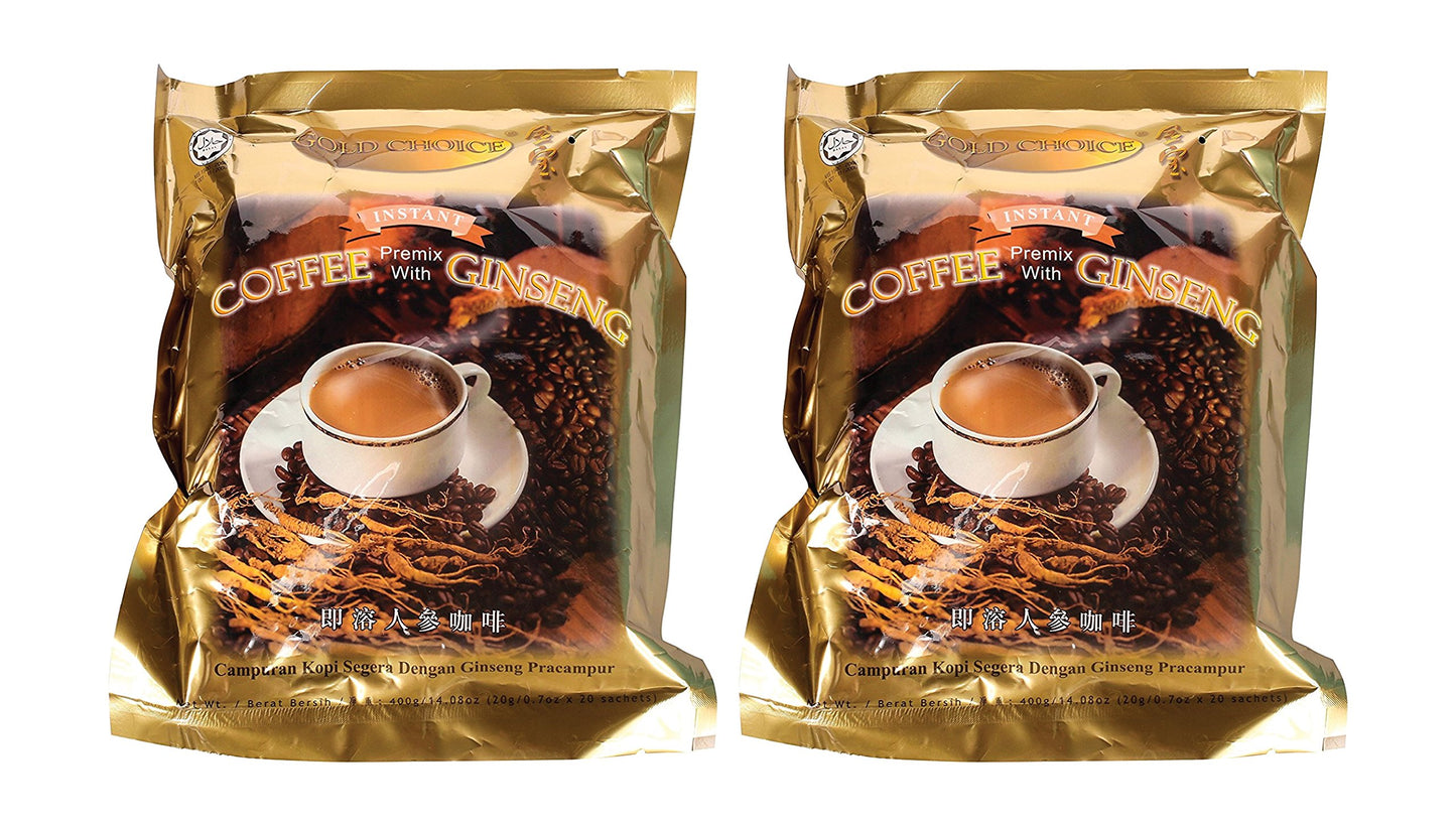 Gold Choice Instant Coffee with Ginseng (Campuran Kopi Segera Dengan Ginseng Pracampur) 400 g - 2 Packs