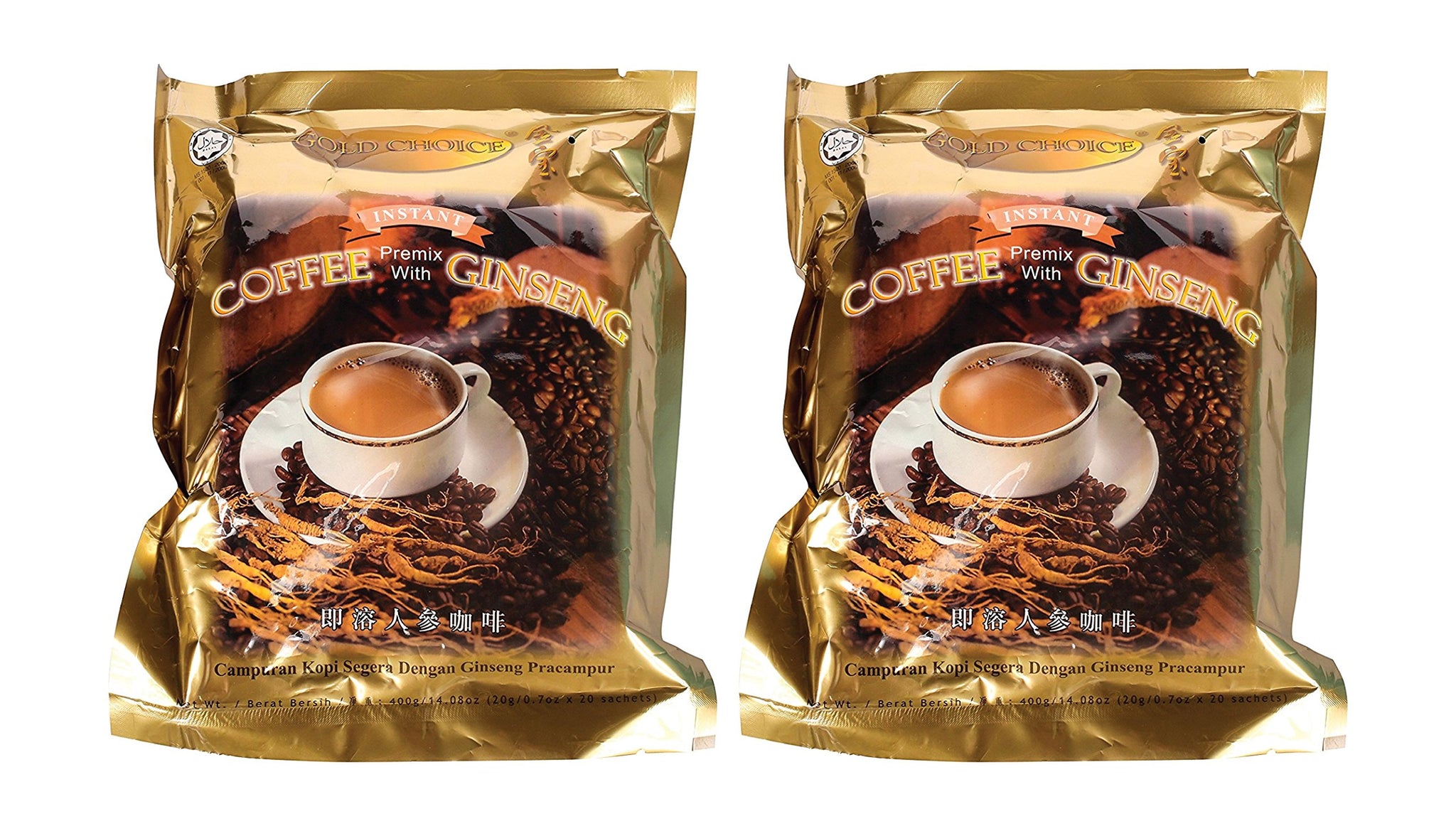 Gold Choice Instant Coffee with Ginseng (Campuran Kopi Segera Dengan Ginseng Pracampur) 400 g - 2 Packs