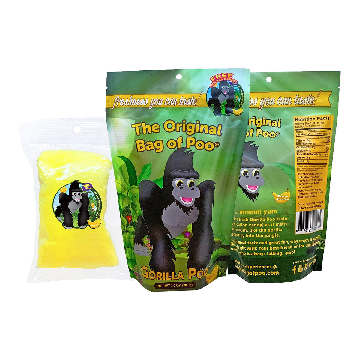 The Original Bag of Poo®, Novelty Poop Cotton Candy Gag Gift (Zoo Variety Pack) Assorted flavors. Free stickers inside.