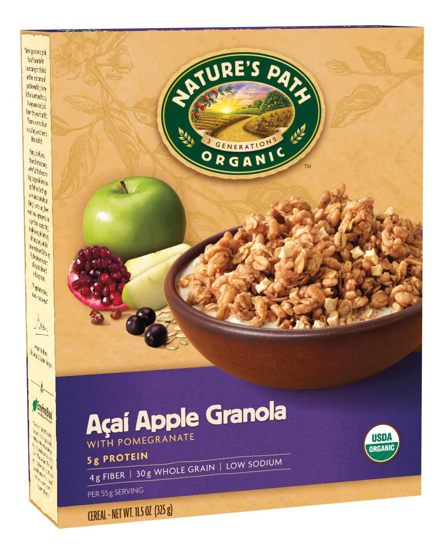 Nature's Path Organic Acai Apple Granola with Pomegranate, 11.5-Ounce Boxes, (Pack of 4)
