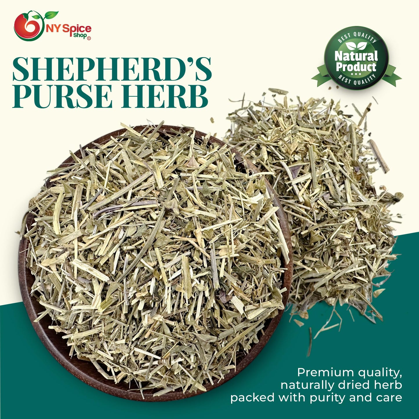 NY Spice Shop Shepherd’s Purse Herb - Cut and Sifted Herbs - Capsella Bursa-Pastoris for Loose Leaf Herbal Tea - Bulk Dried Wildcrafted Herbs
