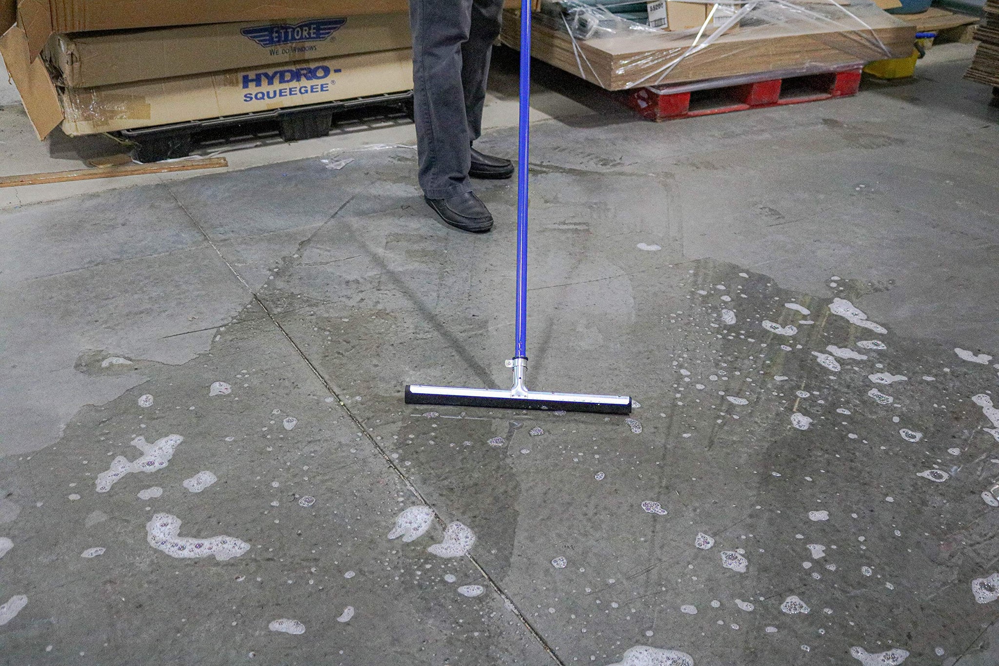 Ettore 61054 Wipe and Dry 18-Inch Floor Squeegee with 53-Inch Handle