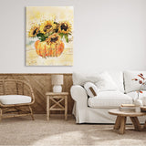 Stupell Industries Give Thanks Phrase Orange Pumpkin Sunflower Floral Burst, Design by Ziwei Li