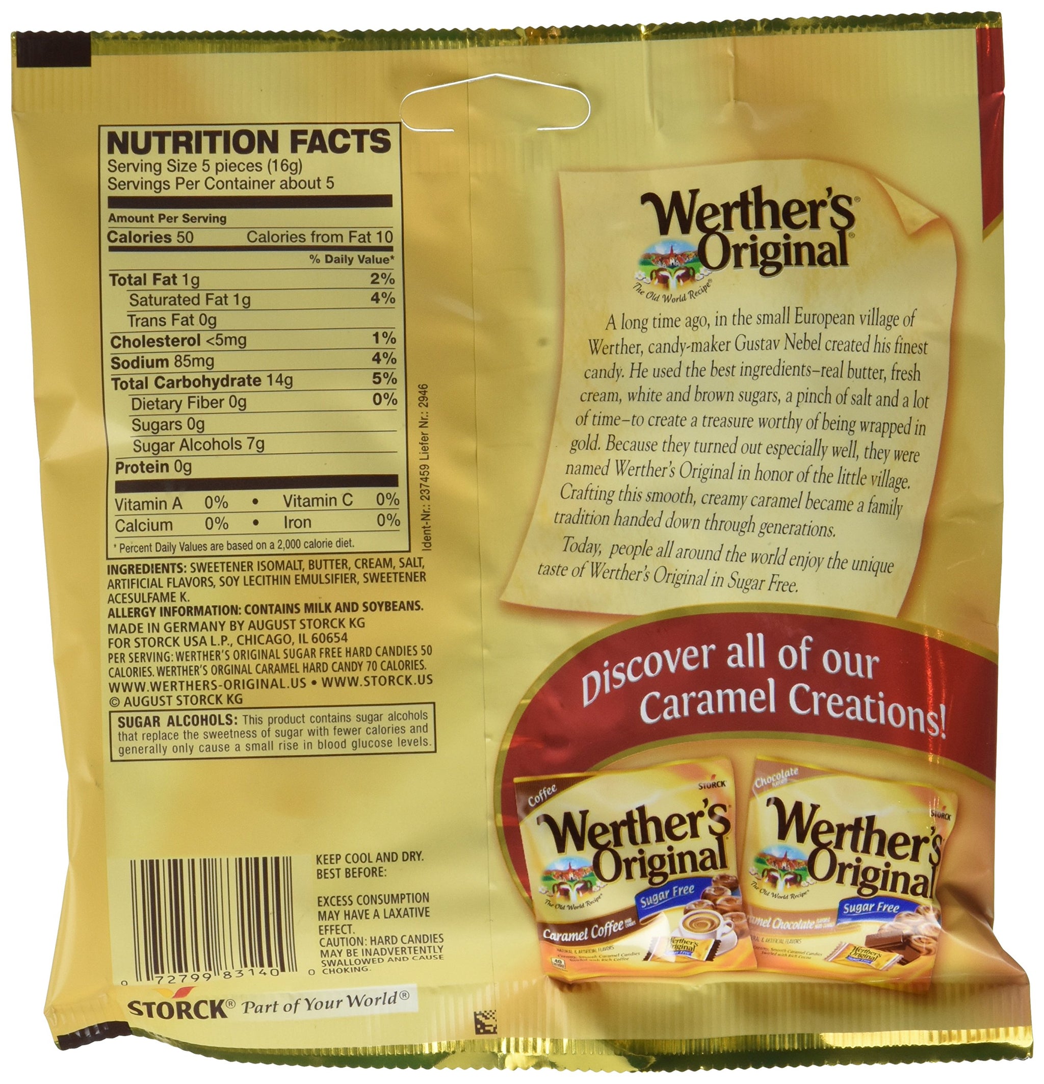 Werther's Original Hard Candy, Sugar-Free, (1) 2.75 oz Bag