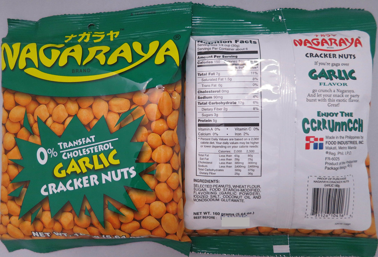Nagaraya Cracker Nuts Variety Bundle - 2 packs of Adobo, 2 packs of Garlic, 2 packs of Hot and Spicy - Total of 6 Packs