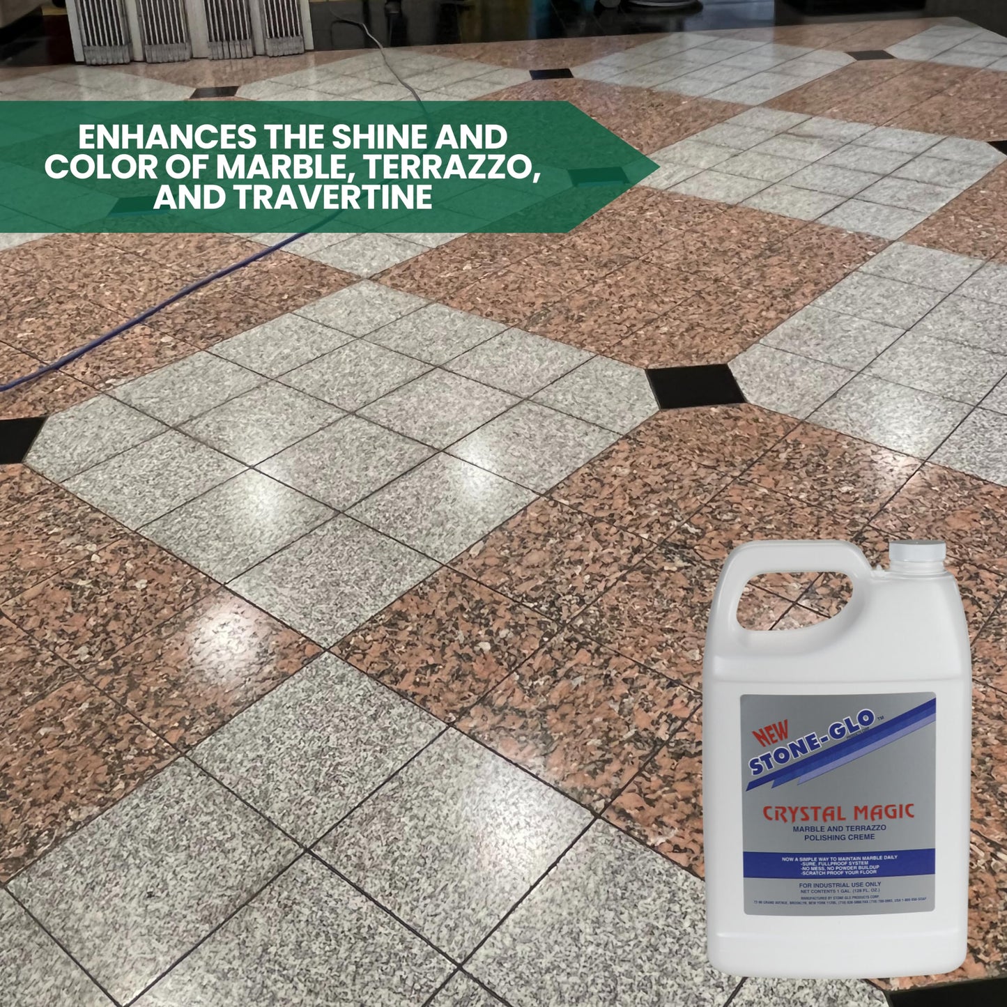 STONE-GLO Crystal Magic Floor Polisher for Ultimate Shine, Durability & Protection - Polishing Tile Floor Cleaner, Scratch Removal Used with Floor