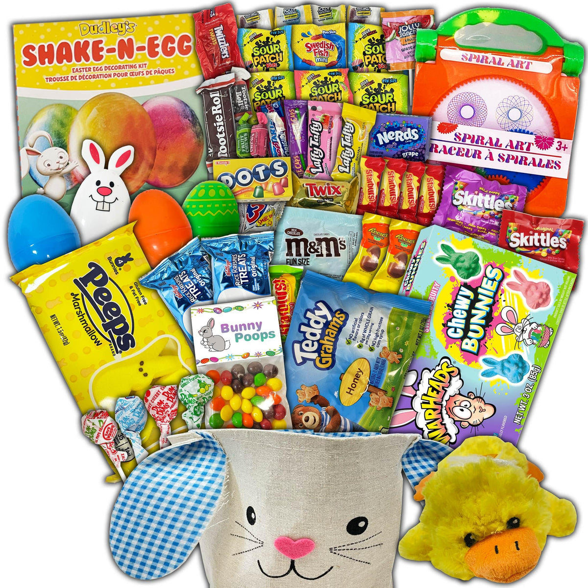 Fun Flavors Box Easter Variety Pack Gift Basket Care Package, Candy, Chips, Bunny Gift Box (Blue)