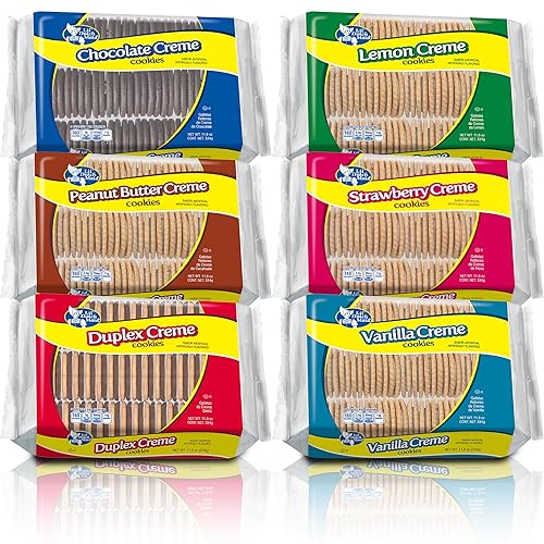 Lil Dutch Maid Creme Cookies Variety Pack | 11.8 oz (Pack of 6) | Strawberry, Vanilla, Lemon, Chocolate, Peanut Butter, and Duplex Flavors | Assorted