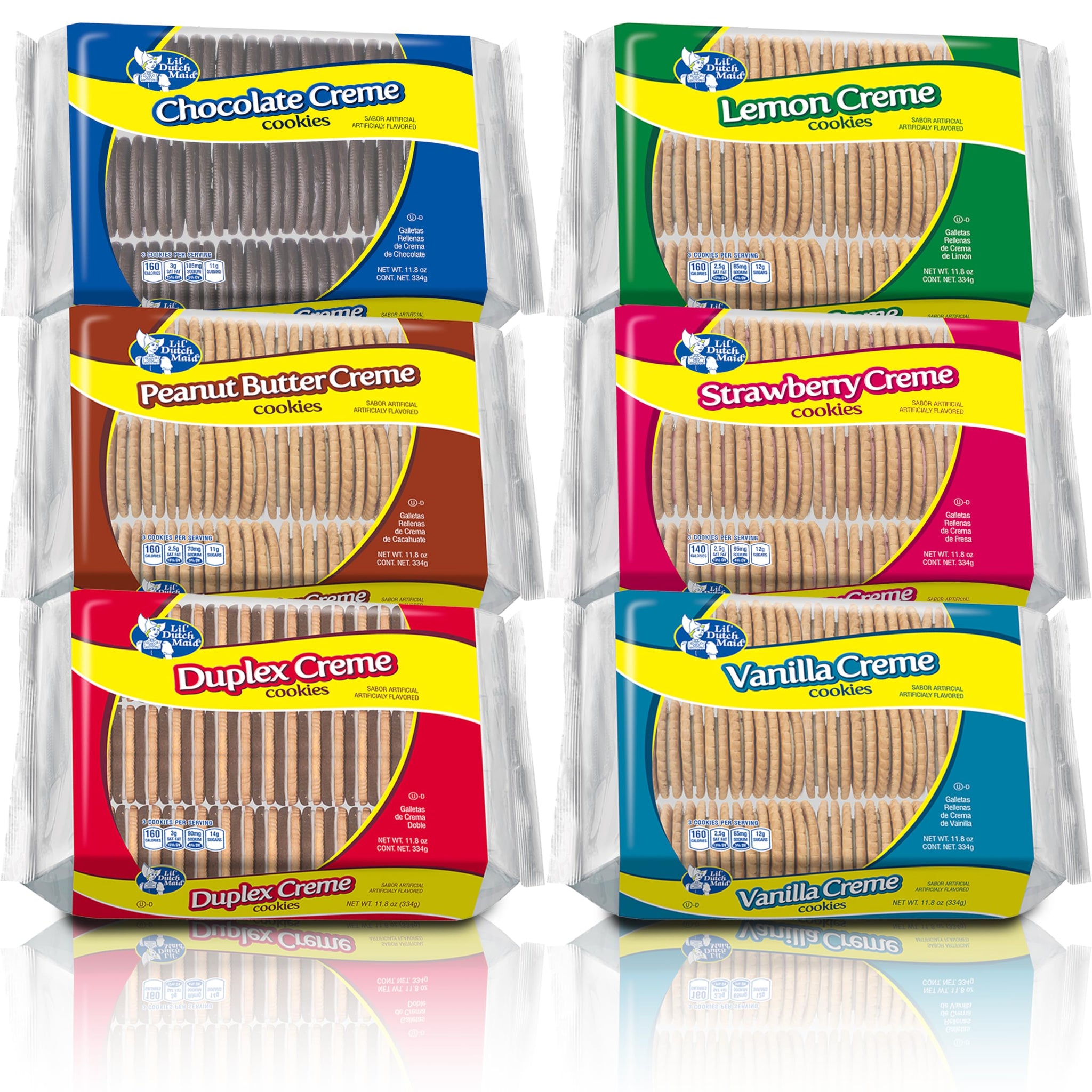 Lil Dutch Maid Creme Cookies Variety Pack | 11.8 oz (Pack of 6) | Strawberry, Vanilla, Lemon, Chocolate, Peanut Butter, and Duplex Flavors | Assorted