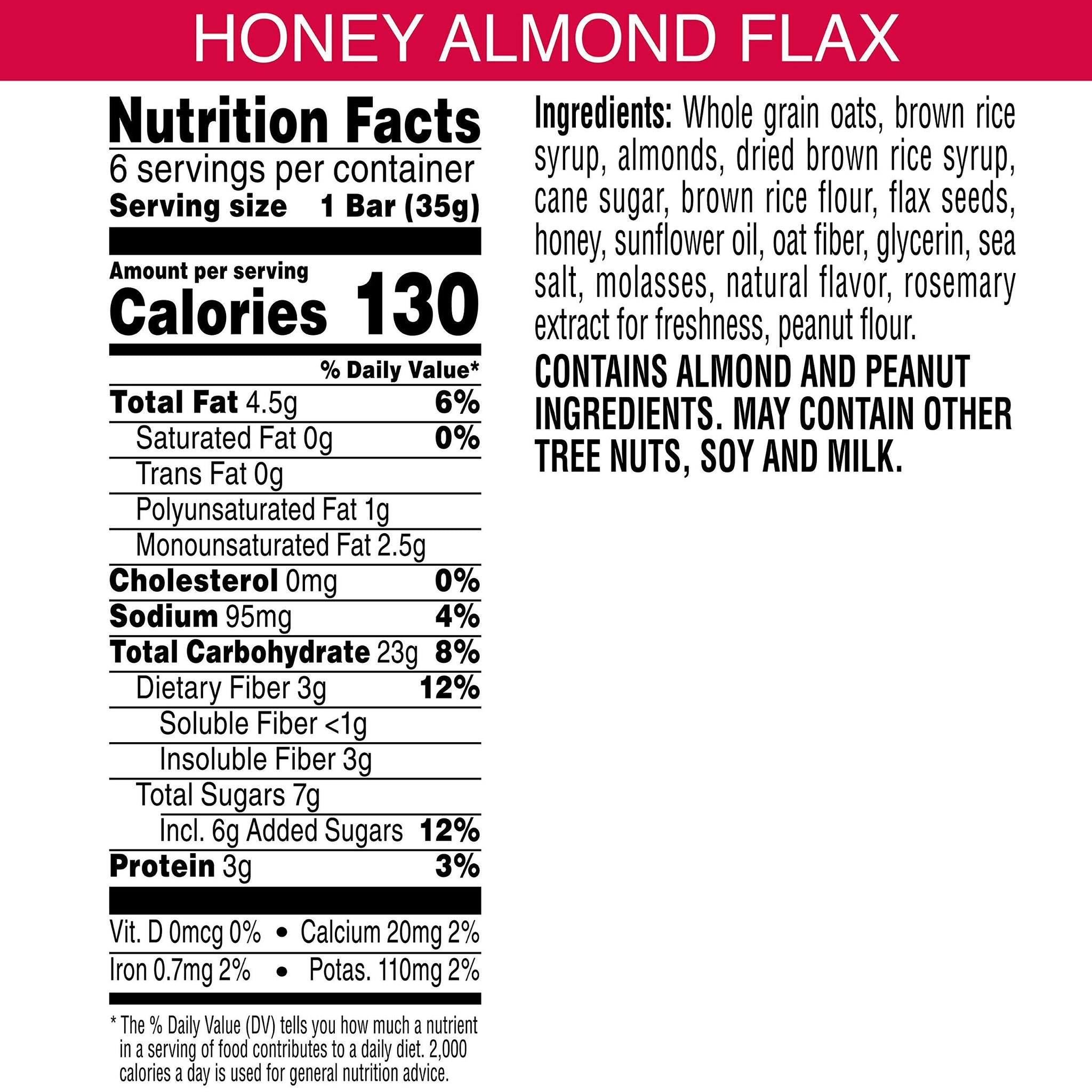 Kashi, Chewy Granola Bars, Honey Almond Flax, 7.4oz Box (6 Count)