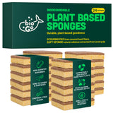 bioGo Biodegradable Kitchen Sponges - Natural Cellulose, Eco-Friendly, Compostable Cleaning Sponges - 24 Pack