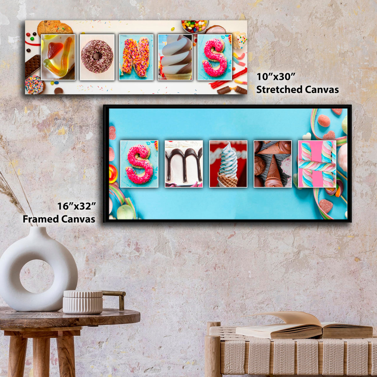 Sweets & Candy Name Art - Personalized Dessert Gift! (9.5"x26" Block Mount)
