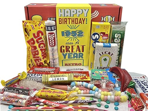 RETRO CANDY YUM ~ 1952 74th Birthday Gift Box Nostalgic Candy Mix from Childhood for 74 Year Old Man or Woman Born Back in 1952 Jr