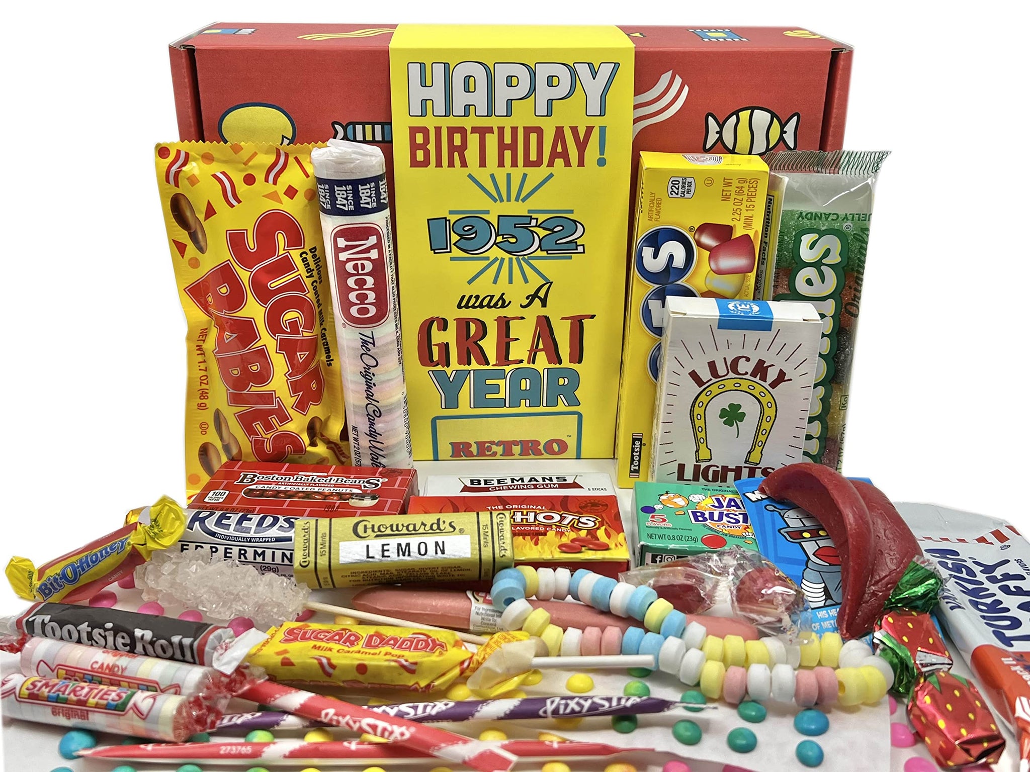 RETRO CANDY YUM ~ 1952 74th Birthday Gift Box Nostalgic Candy Mix from Childhood for 74 Year Old Man or Woman Born Back in 1952 Jr