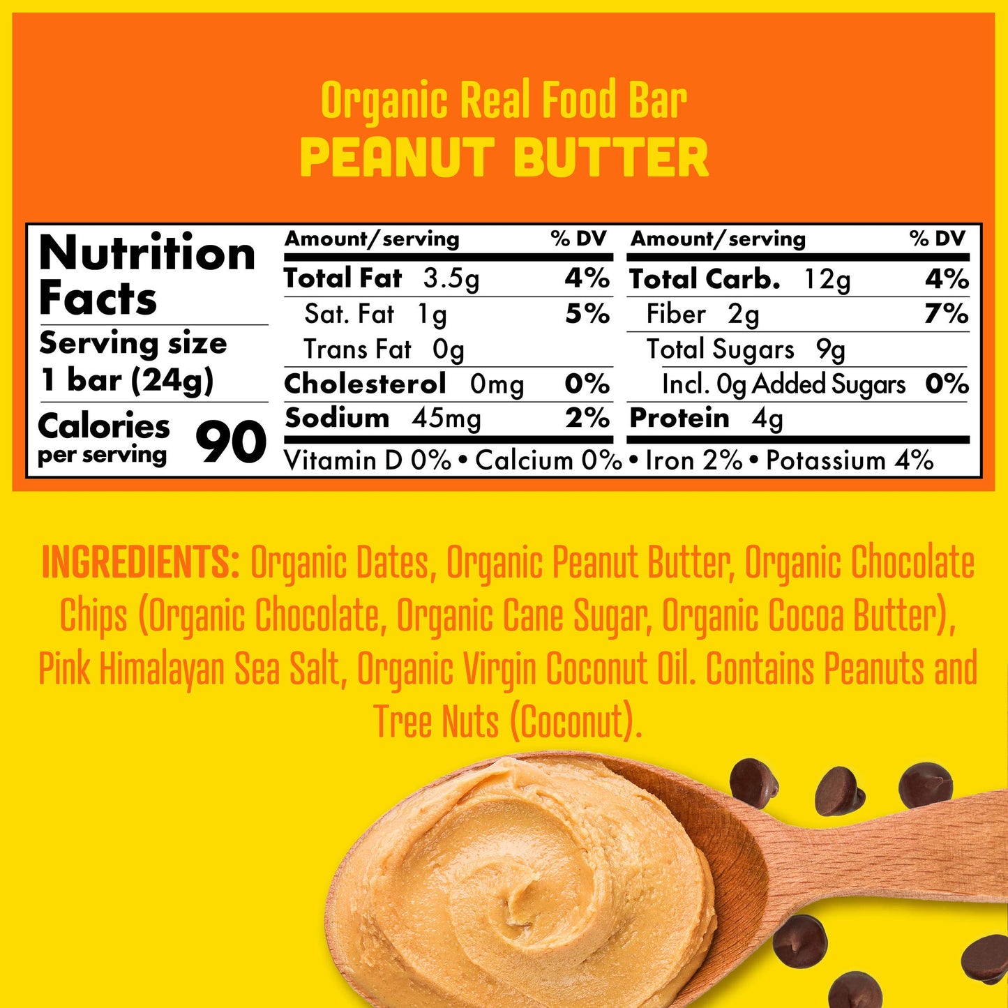 Skout Organic Peanut Butter Chocolate Chip Real Food Bars for Kids (6 Pack) | Organic Snacks for Kids | Plant-Based Nutrition, | Vegan | Gluten