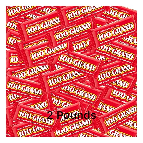 100 Grand Milk Chocolate Candy Bars, Fun Size Bulk Individually Wrapped, Perfect Easter Egg Basket Stuffers Candy, Valentines Day and More 2 Pound