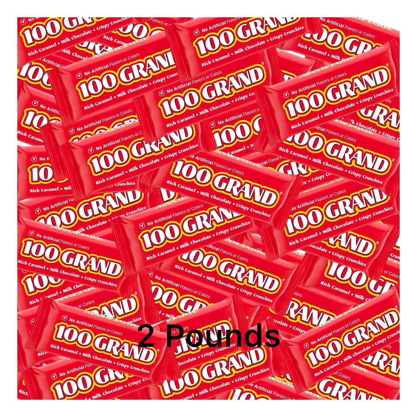 100 Grand Milk Chocolate Candy Bars, Fun Size Bulk Individually Wrapped, Perfect Easter Egg Basket Stuffers Candy, Valentines Day and More 2 Pound