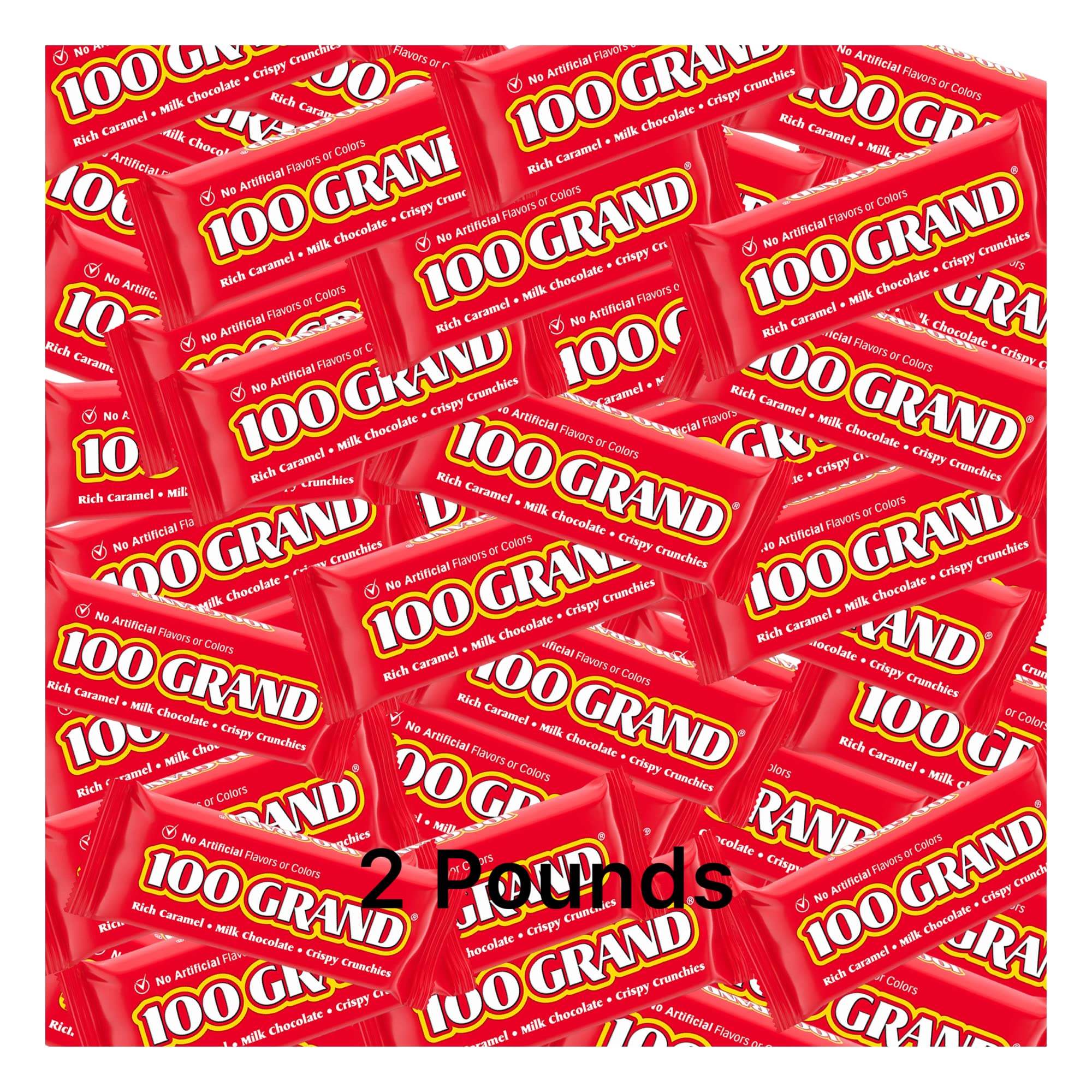 100 Grand Milk Chocolate Candy Bars, Fun Size Bulk Individually Wrapped, Perfect Easter Egg Basket Stuffers Candy, Valentines Day and More 2 Pound