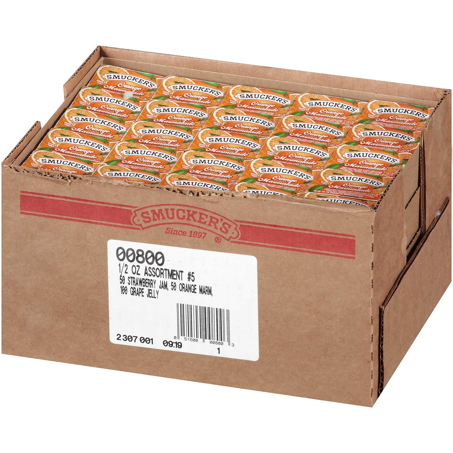 Smuckers Assortment 5 Jelly, 1/2 Ounce -- 200 per case.