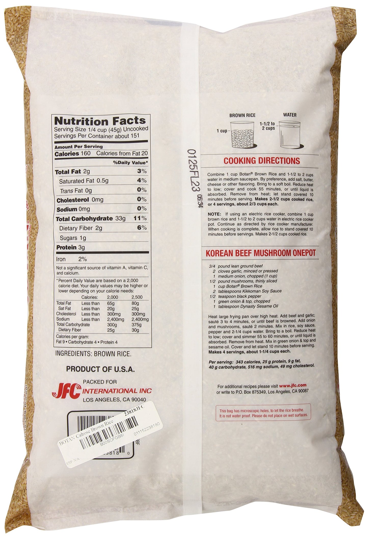 BOTAN Calrose Brown Rice, 15 Pound