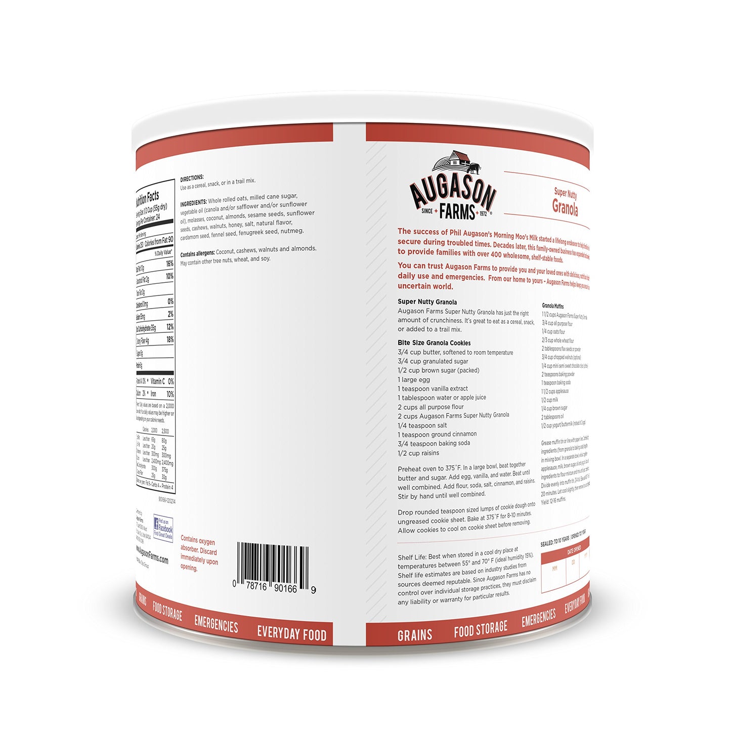 Augason Farms Super Nutty Granola 2 lbs 14 oz No. 10 Can