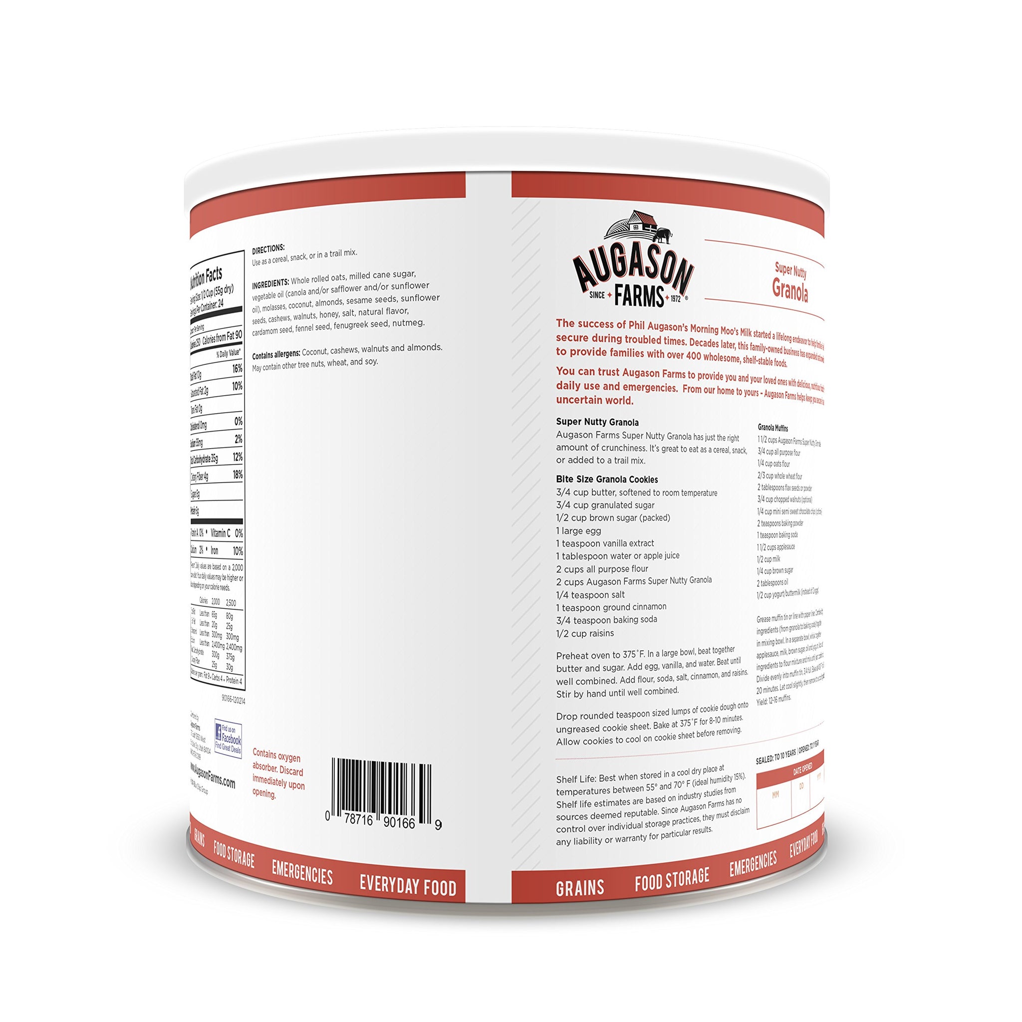 Augason Farms Super Nutty Granola 2 lbs 14 oz No. 10 Can