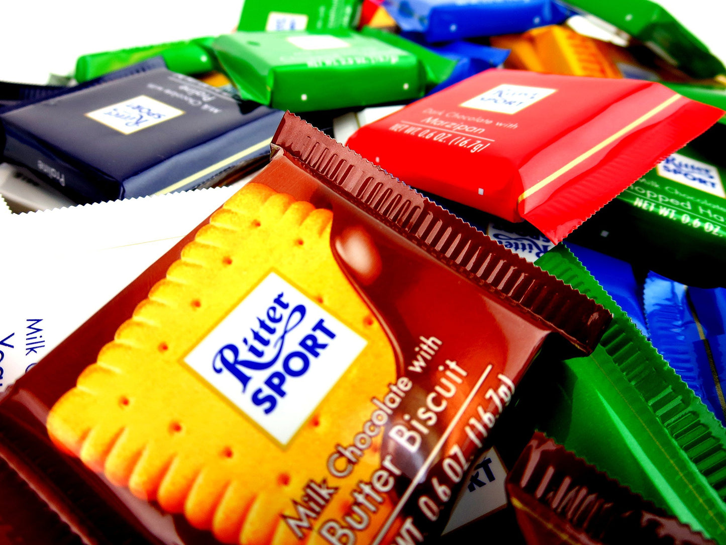 Ritter Sport Assorted Mini Chocolate Squares, 1 lb Bag in a BlackTie Box