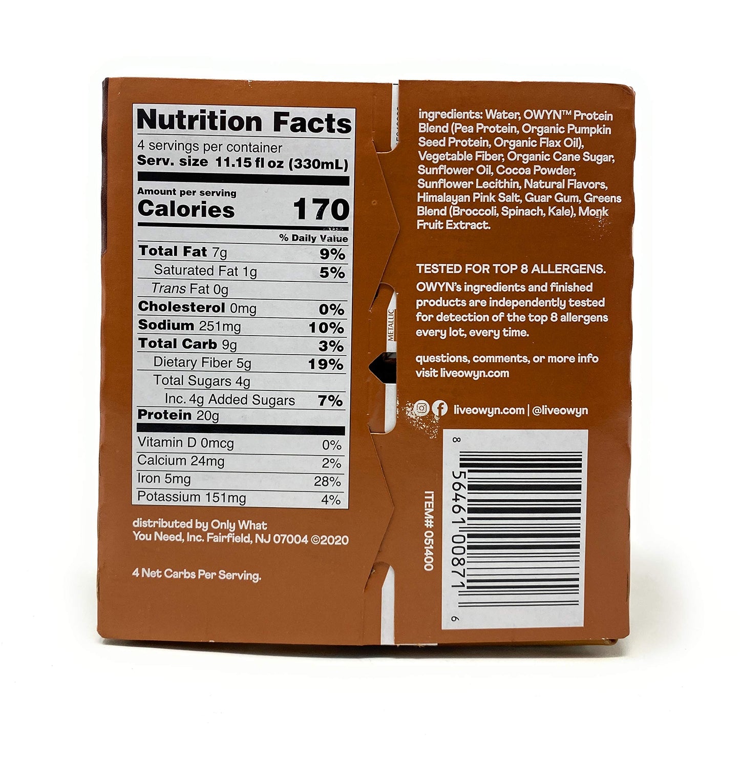 Owyn Dark Chocolate Plant Based Protein Shake 4pk, 11.15 FZ