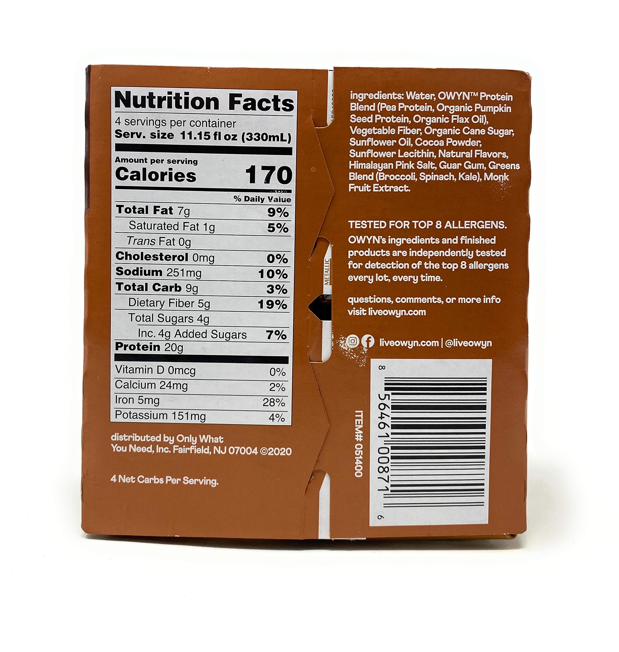 Owyn Dark Chocolate Plant Based Protein Shake 4pk, 11.15 FZ