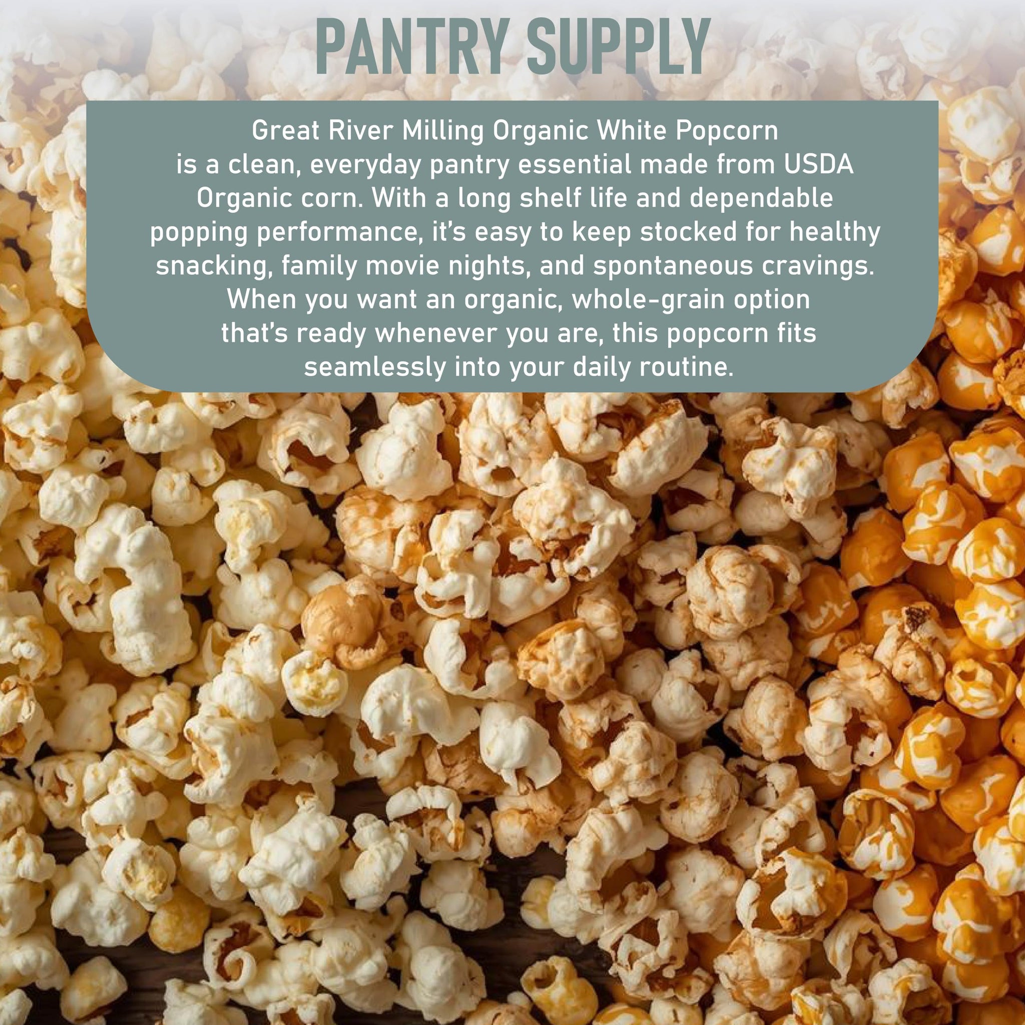 Great River Milling Organic White Popcorn Kernels | USDA Organic, Healthy Non-GMO Popping Corn | Naturally Gluten Free, Light, Fluffy, Crunchy Popcorn