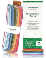 Reusable Paper Towels - Value Pack of 24 Paperless Paper Towels! - 100% Cotton, Super Soft, Absorbent, Washable and Made To Last