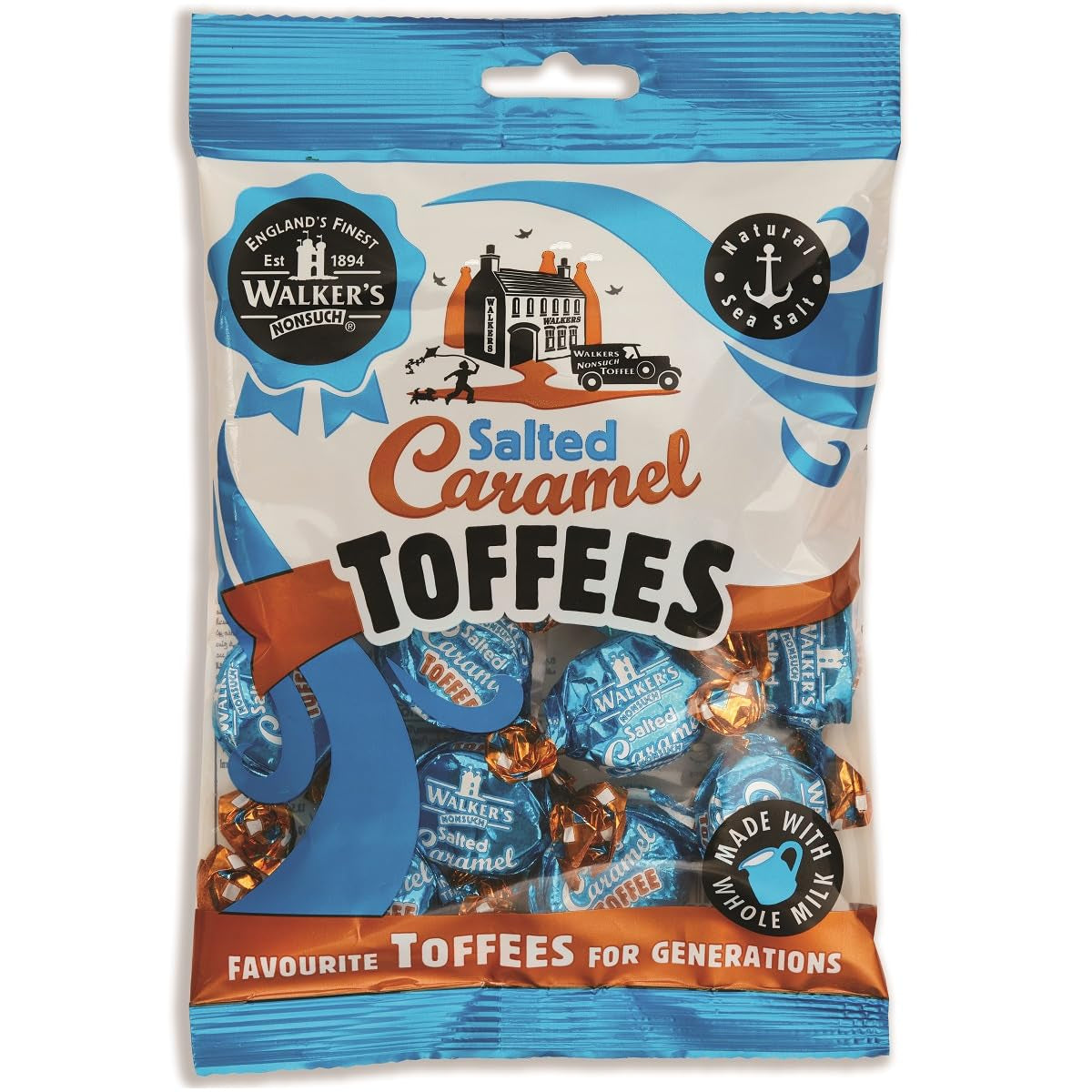 Walkers' Nonsuch Salted Caramel Toffees | with Butter & Whole Milk | Imported from the UK | Traditional British Candy | Individually Twist Wrapped