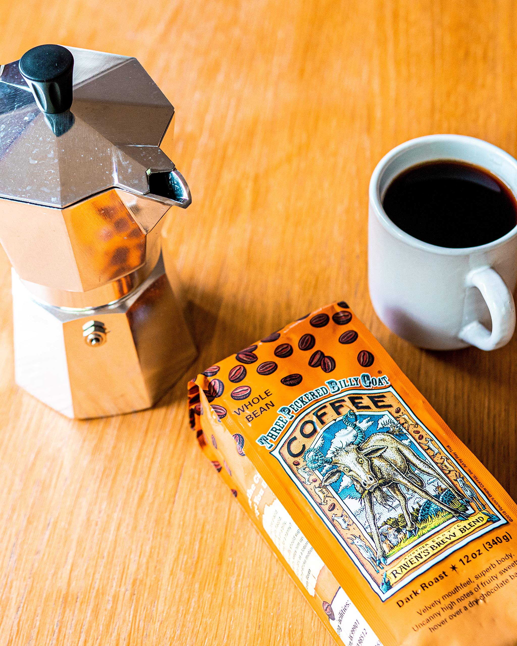 Raven's Brew Coffee Bold Organic Coffee Dark Roast Whole Bean - Organic Three Peckered Billy Goat 5lb